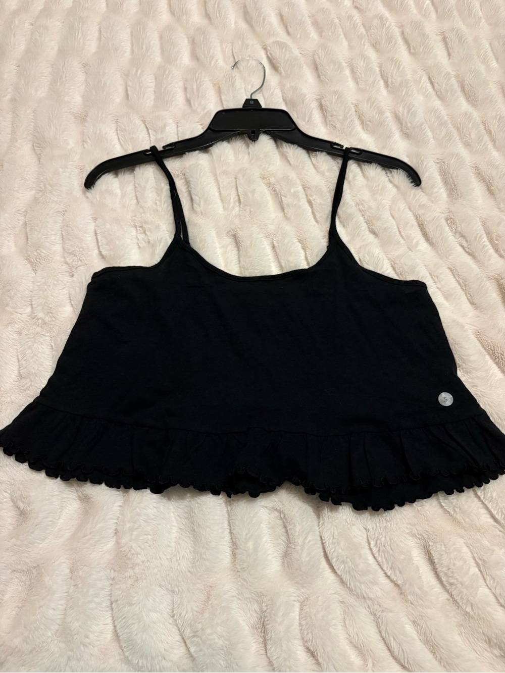 NWT American Eagle Outfitters Black Ruffle-Trim Spaghetti Strap Cami